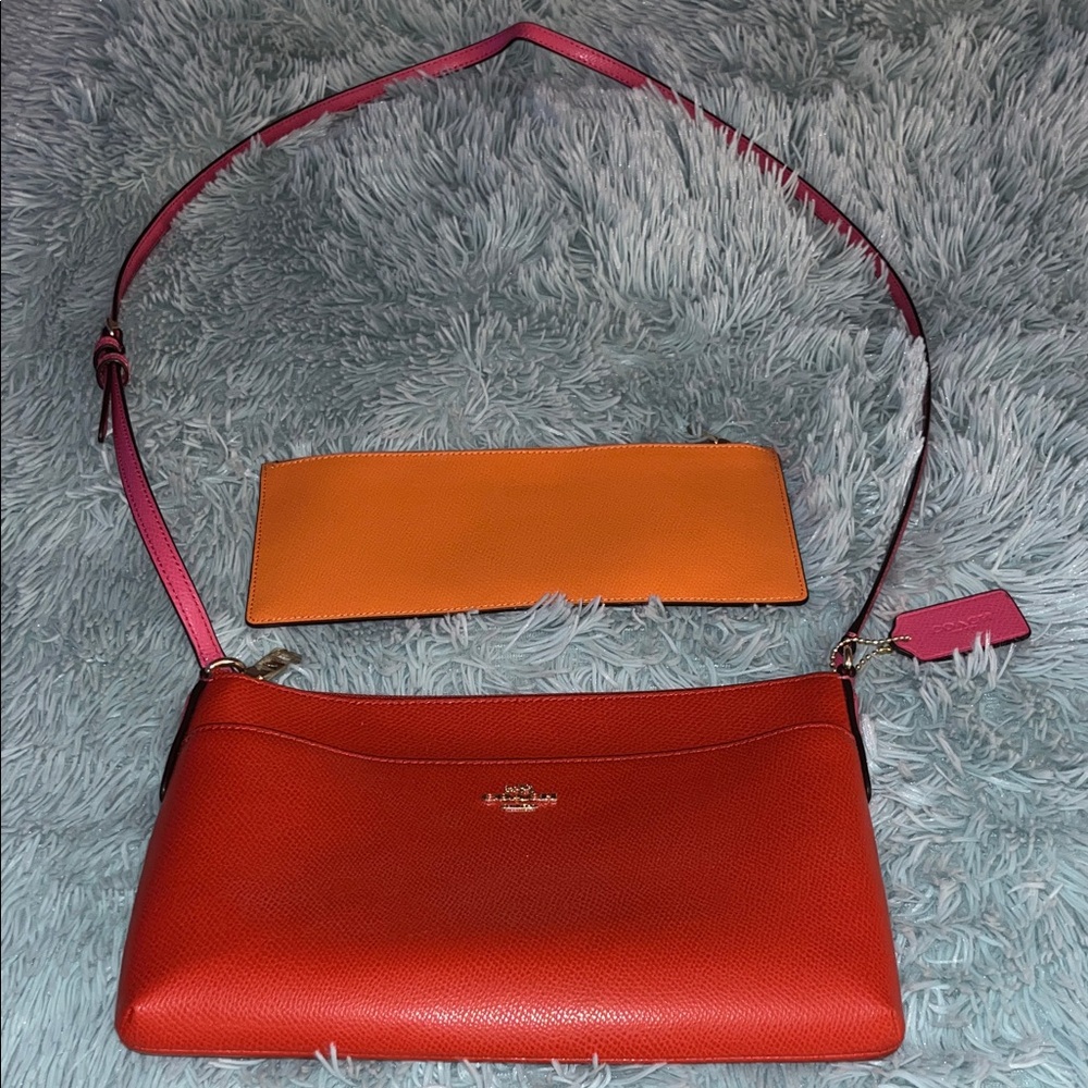 COACH STUNNING ORANGE/ PINK NWT CROSSBODY BAG - Picture 4 of 13